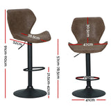 Darrahopens Furniture > Bar Stools & Chairs Artiss Set of 2 Bar Stools Kitchen Stool Chairs Metal Barstool Swivel Brown Frawley