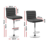 darrahopens Furniture > Bar Stools & Chairs Artiss Set of 2 Bar Stools Kitchen Stool Dining Chairs Grey