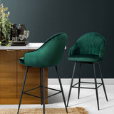 Darrahopens Furniture > Bar Stools & Chairs Artiss Set of 2 Bar Stools Kitchen Stool Dining Chairs Velvet Chair Barstool Green Mesial