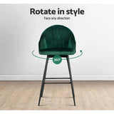 Darrahopens Furniture > Bar Stools & Chairs Artiss Set of 2 Bar Stools Kitchen Stool Dining Chairs Velvet Chair Barstool Green Mesial