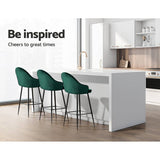 Darrahopens Furniture > Bar Stools & Chairs Artiss Set of 2 Bar Stools Kitchen Stool Dining Chairs Velvet Chair Barstool Green Mesial