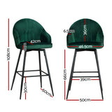 Darrahopens Furniture > Bar Stools & Chairs Artiss Set of 2 Bar Stools Kitchen Stool Dining Chairs Velvet Chair Barstool Green Mesial