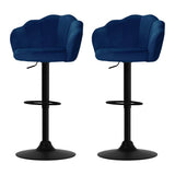 Darrahopens Furniture > Bar Stools & Chairs Artiss Set of 2 Bar Stools Kitchen Stool Swivel Chair Gas Lift Velvet Chairs Blue Nessah