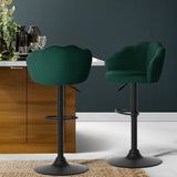 Darrahopens Furniture > Bar Stools & Chairs Artiss Set of 2 Bar Stools Kitchen Stool Swivel Chair Gas Lift Velvet Chairs Green Nessah