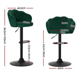 Darrahopens Furniture > Bar Stools & Chairs Artiss Set of 2 Bar Stools Kitchen Stool Swivel Chair Gas Lift Velvet Chairs Green Nessah