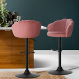 Darrahopens Furniture > Bar Stools & Chairs Artiss Set of 2 Bar Stools Kitchen Stool Swivel Chair Gas Lift Velvet Chairs Pink Nessah