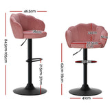 Darrahopens Furniture > Bar Stools & Chairs Artiss Set of 2 Bar Stools Kitchen Stool Swivel Chair Gas Lift Velvet Chairs Pink Nessah
