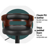 darrahopens Furniture > Bar Stools & Chairs Artiss Set of 2 Bar Stools Kitchen Wooden Gas Lift Leather Stool Metal Black Barstools