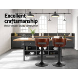 darrahopens Furniture > Bar Stools & Chairs Artiss Set of 2 Bar Stools Kitchen Wooden Gas Lift Leather Stool Metal Black Barstools