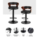 darrahopens Furniture > Bar Stools & Chairs Artiss Set of 2 Bar Stools Kitchen Wooden Gas Lift Leather Stool Metal Black Barstools