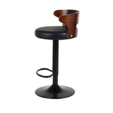 darrahopens Furniture > Bar Stools & Chairs Artiss Set of 2 Bar Stools Kitchen Wooden Gas Lift Leather Stool Metal Black Barstools