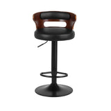 darrahopens Furniture > Bar Stools & Chairs Artiss Set of 2 Bar Stools Kitchen Wooden Gas Lift Leather Stool Metal Black Barstools