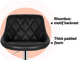 darrahopens Furniture > Bar Stools & Chairs Artiss Set of 2 Bar Stools PU Leather Diamond Style - Black