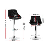 darrahopens Furniture > Bar Stools & Chairs Artiss Set of 2 Bar Stools PU Leather Diamond Style - Black