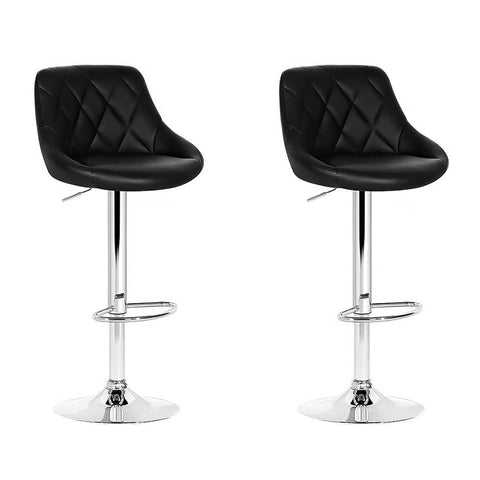 darrahopens Furniture > Bar Stools & Chairs Artiss Set of 2 Bar Stools PU Leather Diamond Style - Black