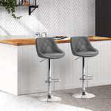 darrahopens Furniture > Bar Stools & Chairs Artiss Set of 2 Bar Stools PU Leather Diamond Style - Grey