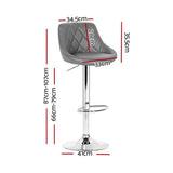 darrahopens Furniture > Bar Stools & Chairs Artiss Set of 2 Bar Stools PU Leather Diamond Style - Grey