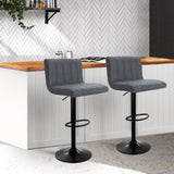 darrahopens Furniture > Bar Stools & Chairs Artiss Set of 2 Bar Stools PU Leather Line Style - Grey