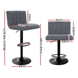darrahopens Furniture > Bar Stools & Chairs Artiss Set of 2 Bar Stools PU Leather Line Style - Grey