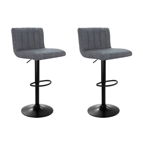 darrahopens Furniture > Bar Stools & Chairs Artiss Set of 2 Bar Stools PU Leather Line Style - Grey