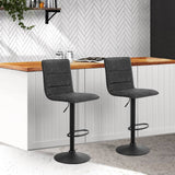 darrahopens Furniture > Bar Stools & Chairs Artiss Set of 2 Bar Stools PU Leather Smooth Line Style - Grey and Black