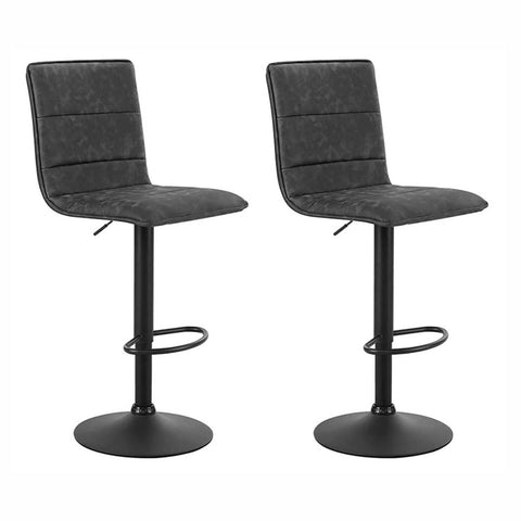 darrahopens Furniture > Bar Stools & Chairs Artiss Set of 2 Bar Stools PU Leather Smooth Line Style - Grey and Black