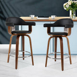 darrahopens Furniture > Bar Stools & Chairs Artiss Set of 2 Bar Stools PU Leather Wooden Swivel - Wood, Chrome and Black