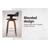 darrahopens Furniture > Bar Stools & Chairs Artiss Set of 2 Bar Stools PU Leather Wooden Swivel - Wood, Chrome and Black