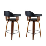 darrahopens Furniture > Bar Stools & Chairs Artiss Set of 2 Bar Stools PU Leather Wooden Swivel - Wood, Chrome and Black