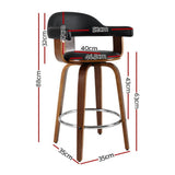 darrahopens Furniture > Bar Stools & Chairs Artiss Set of 2 Bar Stools PU Leather Wooden Swivel - Wood, Chrome and Black