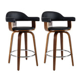 darrahopens Furniture > Bar Stools & Chairs Artiss Set of 2 Bar Stools PU Leather Wooden Swivel - Wood, Chrome and Black