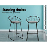 darrahopens Furniture > Bar Stools & Chairs Artiss Set of 2 Bar Stools Steel Fabric - Grey and Black
