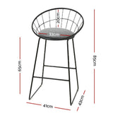 darrahopens Furniture > Bar Stools & Chairs Artiss Set of 2 Bar Stools Steel Fabric - Grey and Black