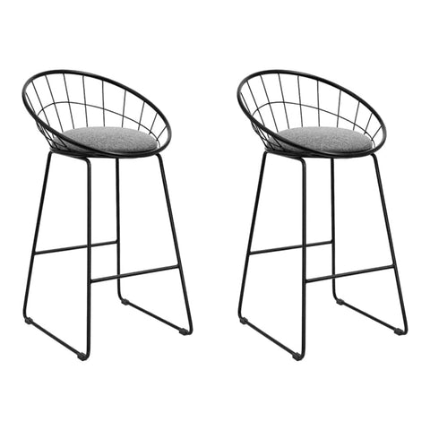 darrahopens Furniture > Bar Stools & Chairs Artiss Set of 2 Bar Stools Steel Fabric - Grey and Black