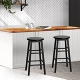 darrahopens Furniture > Bar Stools & Chairs Artiss Set of 2 Beech Wood Backless Bar Stools - Black