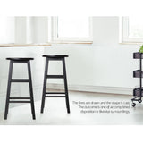 darrahopens Furniture > Bar Stools & Chairs Artiss Set of 2 Beech Wood Backless Bar Stools - Black