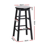 darrahopens Furniture > Bar Stools & Chairs Artiss Set of 2 Beech Wood Backless Bar Stools - Black