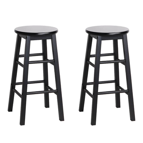 darrahopens Furniture > Bar Stools & Chairs Artiss Set of 2 Beech Wood Backless Bar Stools - Black