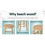 darrahopens Furniture > Bar Stools & Chairs Artiss Set of 2 Beech Wood Backless Bar Stools - Natural