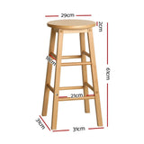 darrahopens Furniture > Bar Stools & Chairs Artiss Set of 2 Beech Wood Backless Bar Stools - Natural