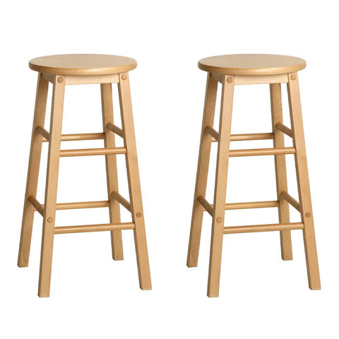 darrahopens Furniture > Bar Stools & Chairs Artiss Set of 2 Beech Wood Backless Bar Stools - Natural