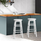 darrahopens Furniture > Bar Stools & Chairs Artiss Set of 2 Beech Wood Backless Bar Stools - White