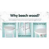 darrahopens Furniture > Bar Stools & Chairs Artiss Set of 2 Beech Wood Backless Bar Stools - White