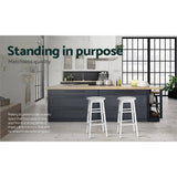 darrahopens Furniture > Bar Stools & Chairs Artiss Set of 2 Beech Wood Backless Bar Stools - White