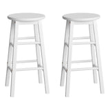 darrahopens Furniture > Bar Stools & Chairs Artiss Set of 2 Beech Wood Backless Bar Stools - White