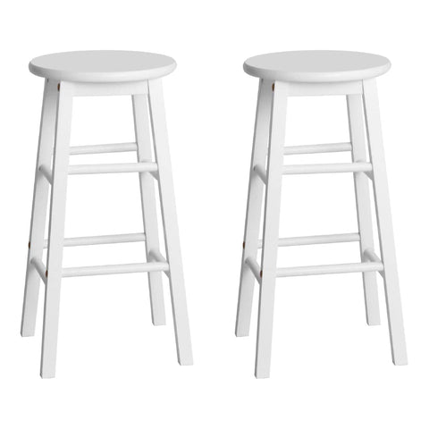 darrahopens Furniture > Bar Stools & Chairs Artiss Set of 2 Beech Wood Backless Bar Stools - White