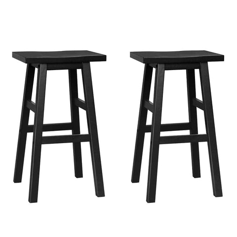 darrahopens Furniture > Bar Stools & Chairs Artiss Set of 2 Beech Wood Bar Stools - Black
