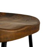 darrahopens Furniture > Bar Stools & Chairs Artiss Set of 2 Elm Wood Backless Bar Stools 65cm - Black and Dark Natural