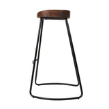 darrahopens Furniture > Bar Stools & Chairs Artiss Set of 2 Elm Wood Backless Bar Stools 65cm - Black and Dark Natural