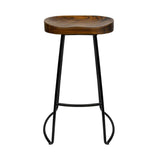 darrahopens Furniture > Bar Stools & Chairs Artiss Set of 2 Elm Wood Backless Bar Stools 65cm - Black and Dark Natural